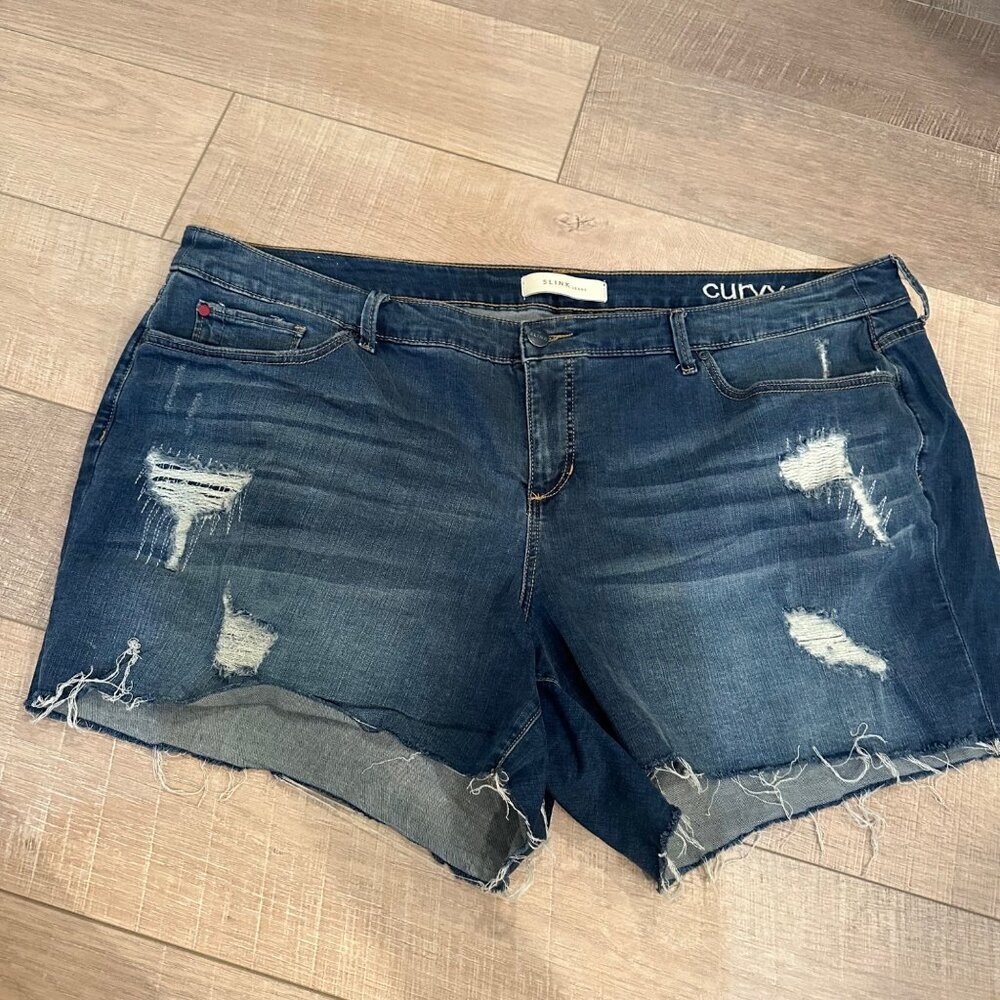 SLINK JEANS BLUE DENIM SHORTS CURVY SIZE 24